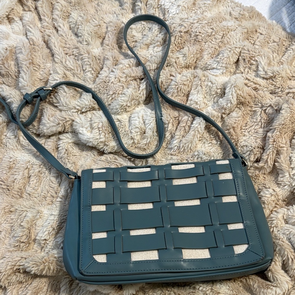 Target A New Day- Woven Leather Crossbody Bag in Teal